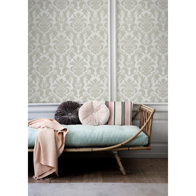 Vector floral damask Non-woven wallpaper green and gray wall mural traditional