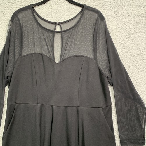 Abito Torrid da donna nero svasato midi tasche maniche a maglia tasche collo taglia 18 - Foto 8 di 16