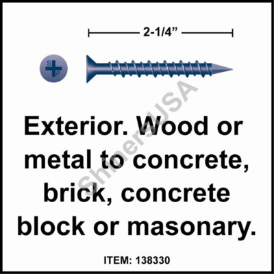 (1500) Diamond Blue Concrete Screw 1/4 x 2-1/4  Phillips Flat Head #138330