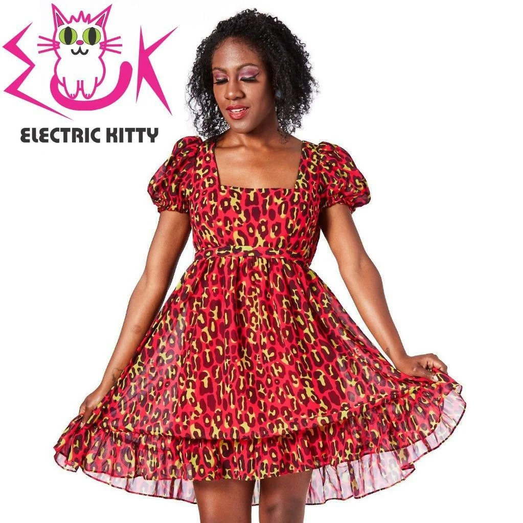 Pink and green leopard print clearance dress