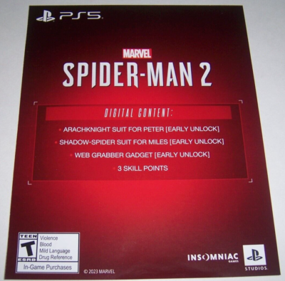Marvel Spiderman two Preorder Bonus DLC PlayStation PS5
