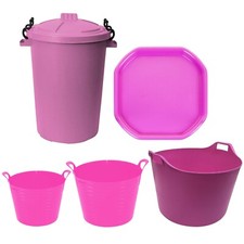 Pattumiera plastica 50L 20L 40L 75L secchi flessibili vassoio miscelatore ROSA casa giardino conservazione
