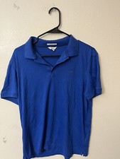 Calvin Klein Liquid Touch Polo Shirt Short Sleeve Blue Solid Mens Sz Medium