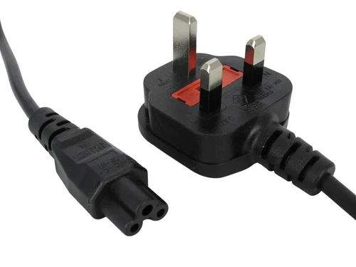 0.75m-1.5m 13A UK Plug to C5 Clover Leaf Power Cable Mains Laptop Lead
