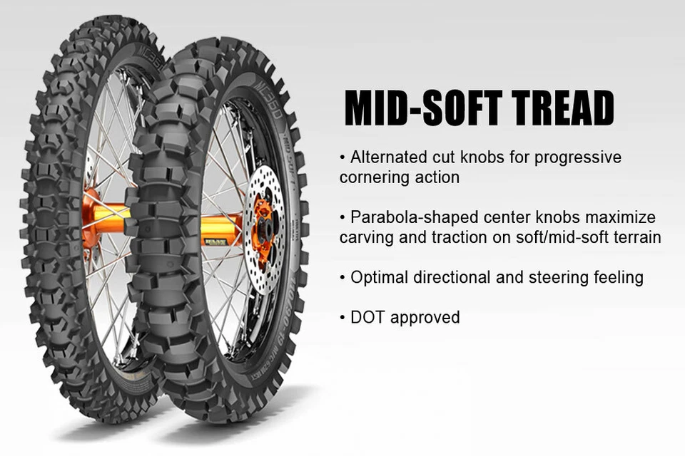 METZELER MC360 80/100-21 & 100/90-19 TIRE SET + TUBES MID-SOFT OFF-ROAD HONDA - Image 3 of 3