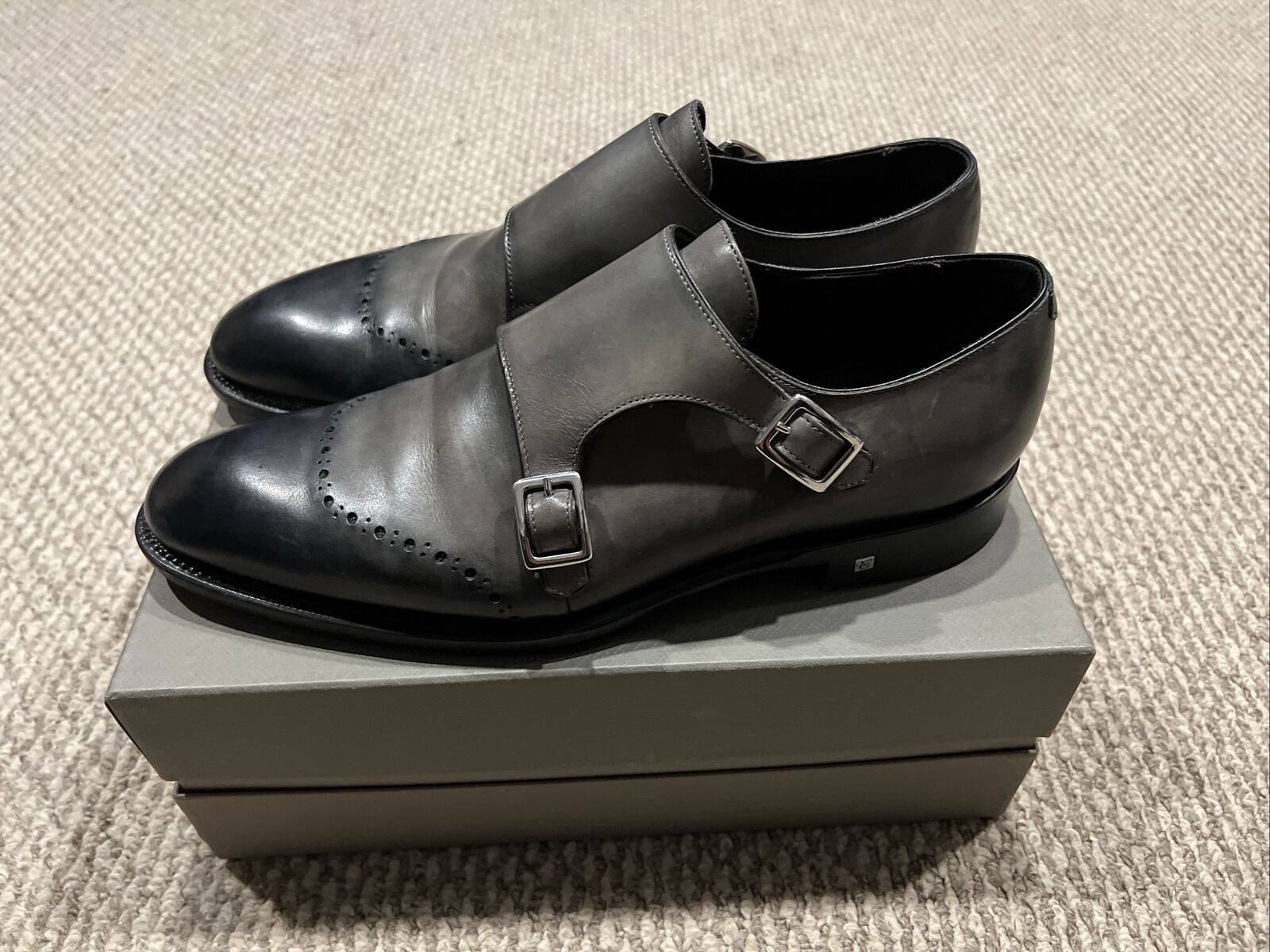 Canali Mens shoes gray color double monkstrap siz… - image 3
