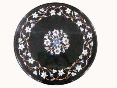 15'' Semi Precious Stones Marble Handicraft Floral Inlay Table Top