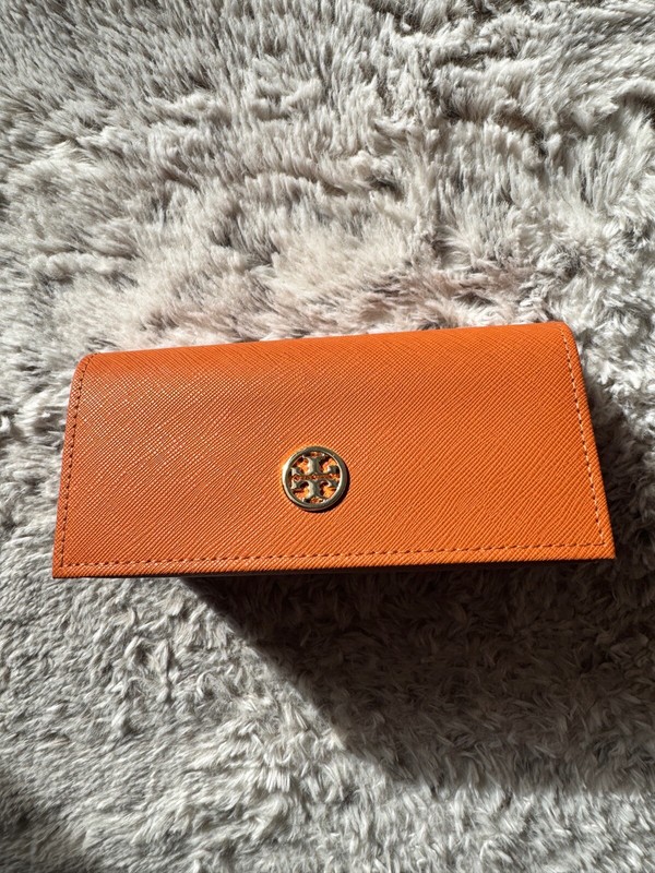 Tory Burch Orange Gold Saffiano Sunglasses Eyewear Soft Case EUC Eyeglasses