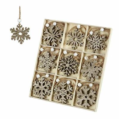 Heaven Sends Holz Gold Glitzer Schneeflocke Baumschmuck - Baumschmuck