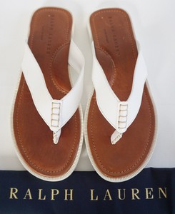 $295 RALPH LAUREN *DARNFORD* White Leather THONG SANDALS Slides Shoes US-11.5D | eBay