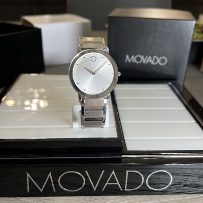 Movado Sapphire Series Silver Soleil Dial SS Quartz Mens Watch
