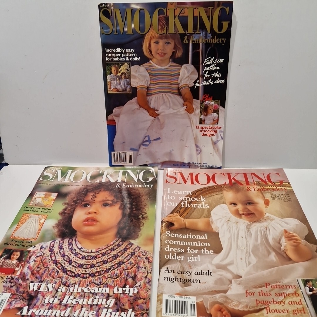 Australian Smocking & Embroidery Magazines Issues 28 50 58 With