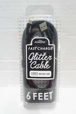 New powertek  fast charge Micro-USB  6 foot cable-Black Glitter