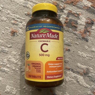150 TABLETS NATURE MADE CHEWABLE C 500MG CHEW VITAMIN IMMUNE SUPPORT ORANGE