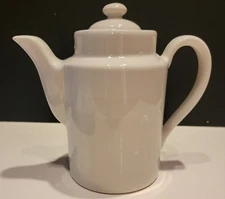 Vintage Hall USA  7" Teapot White Lidded Ceramic Mid-Century Modern 24 oz.