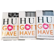 3-Hue Women's Sheer Control Top Black Pantyhose, Leafy Vines/Bold Stripe/Floral