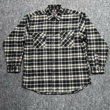 Moose Creek Flannel Shirt Mens Large Plaid Thick Heavy Long Sleeve Gray