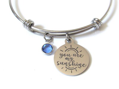You Are My Sunshine Bracelet, Birthstone, Gift for Daughter, Niece