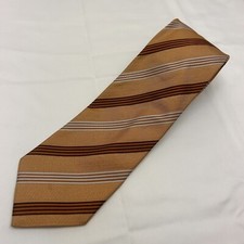 Ermenegildo Zegna Z Men Golden Brown Orange Diagonal Stripes 100 Silk Tie