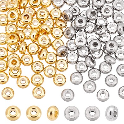 UNICRAFTALE 100pcs 2 Colors 4mm Tiny Flat Round Spacer Beads Stainless Steel ...