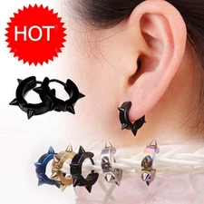Men's Women's Punk Huggie Hoop Earrings Stainless Steel Spike Ear Studs Earrings