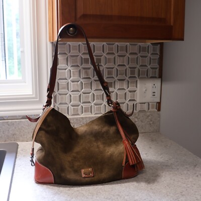 美品　Dooney & Bourke ショルダーバッグ オリーブ×ブラウン Dooney & Bourke Olive Suede Large Sac Women Handbags | eBay