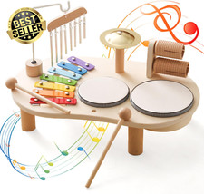 7-in-1 Kids Drum Set, Montessori Xylophone Drum Kit, Musical Toy for Boys & Girl