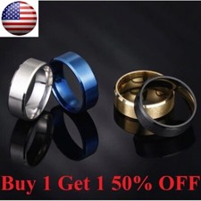 .Men's Stainless Steel white Stripe Ring 8mm Wedding Band, Comfort Fit us seller