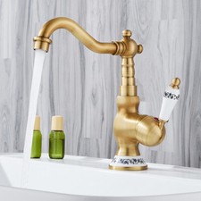 Antique Brass Bathroom Faucet Basin Vessel Sink Single Handle Basin Mixer Tap