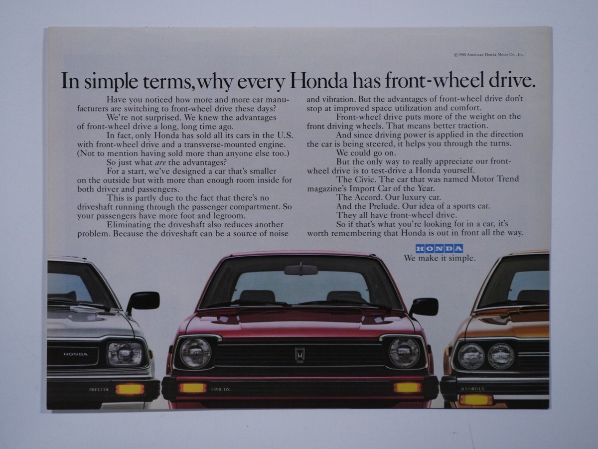1980 Honda Civic Prelude Accord LX Vintage Original Full Page