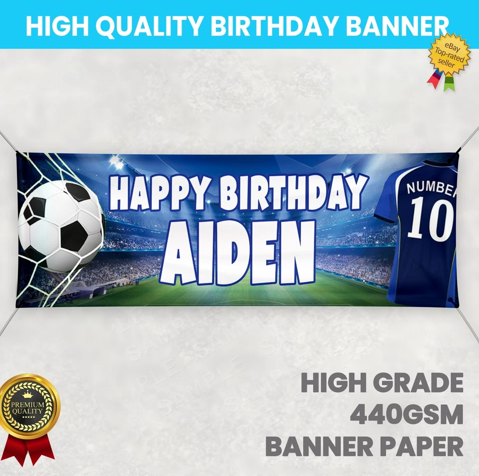 FOOTBALL BIRTHDAY BANNER PERSONALISED ANY NAME PHOTO PARTY BANNERS GIRL BOY — 第 2/4 张图片