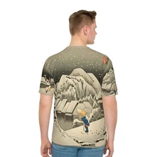 Hiroshige Deep Snow at Kambara Men T-shirt Top Ukiyo-e Print Japanese Fine Art