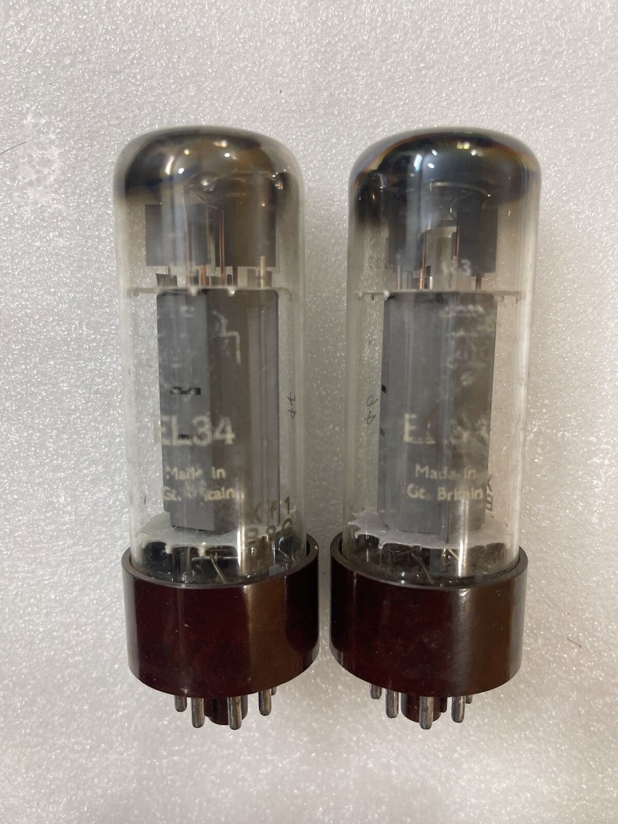 Mullard EL34 6CA7 xf1 Fat Brown Base OO Getter NOS Testing Value