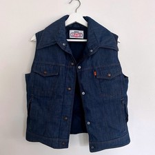 RARE Vintage 70's Levis Ski Denim Vest Blue Puffer Lined Men Puffer Vest VTG
