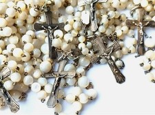 Lot de 8 chapelets anciens vintage NOS crucifix argent / silver rosaries