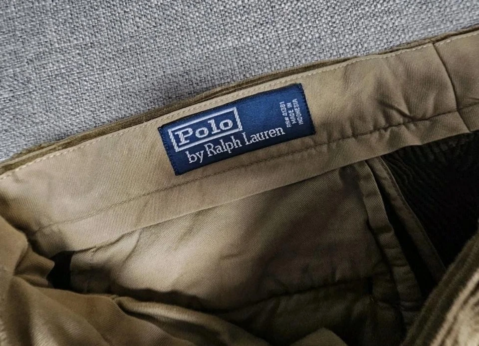 Pantalones Polo Ralph Lauren de Colección para Hombres 30x28 Pana Oliva Bordados Pesca con Mosca Foto 4 de 4