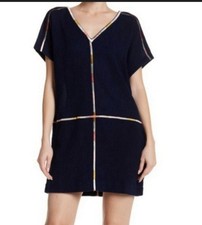 Madewell Isadora Embroidered Shift Dress Size Medium Blue 100% Cotton