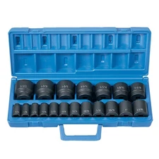 Grey Pneumatic 19-Pc 1/2 in. DR 6-Pt SAE Master Standard Socket Set 1319 New