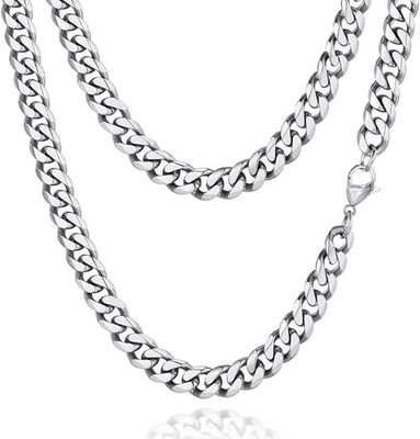 Halskette Herren Silberkette, 3/5/7/9mm Edelstahl Panzerkette Kette für Herren D