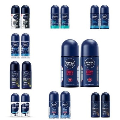 NIVEA MEN Roll-On Deodorant Anti-Perspirant 50ml X 2 48H/72H Choose Scent