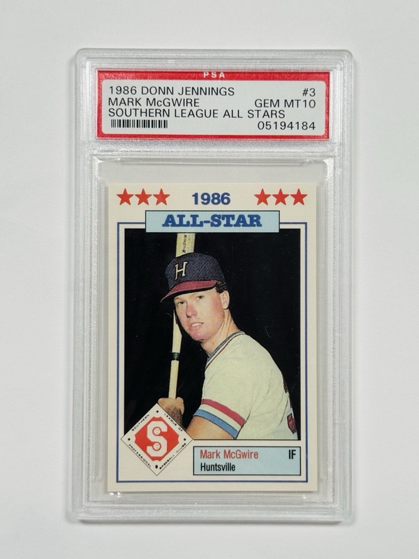 1986 DONN JENNINGS MARK MCGWIRE #3 SOUTHERN LEAGUE ALL STARS PSA 10