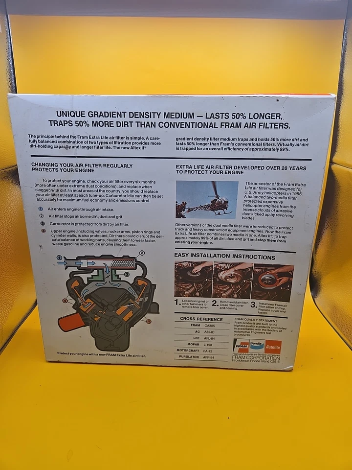 Новый из старых запасов винтажный рамочный совершенно воздушный фильтр CA305, НОВЫЙ В УПАКОВКЕ, коллекционер рекламы - Изображение 3 из 4