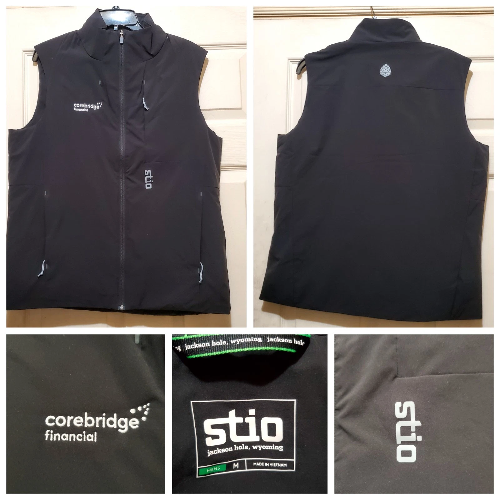 Stio Vest Mens Medium Black Feros Insulated Full Zip Lightweight Pockets Hiking