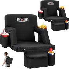 Overmont 2PCS Stadium Seat with Back Support - 2.8'' Padded Cushion 6-Positio...