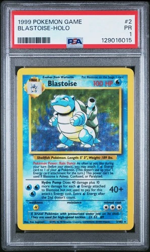 PSA 1 Blastoise 2/102 Base Set Holo Rare Pokemon Card