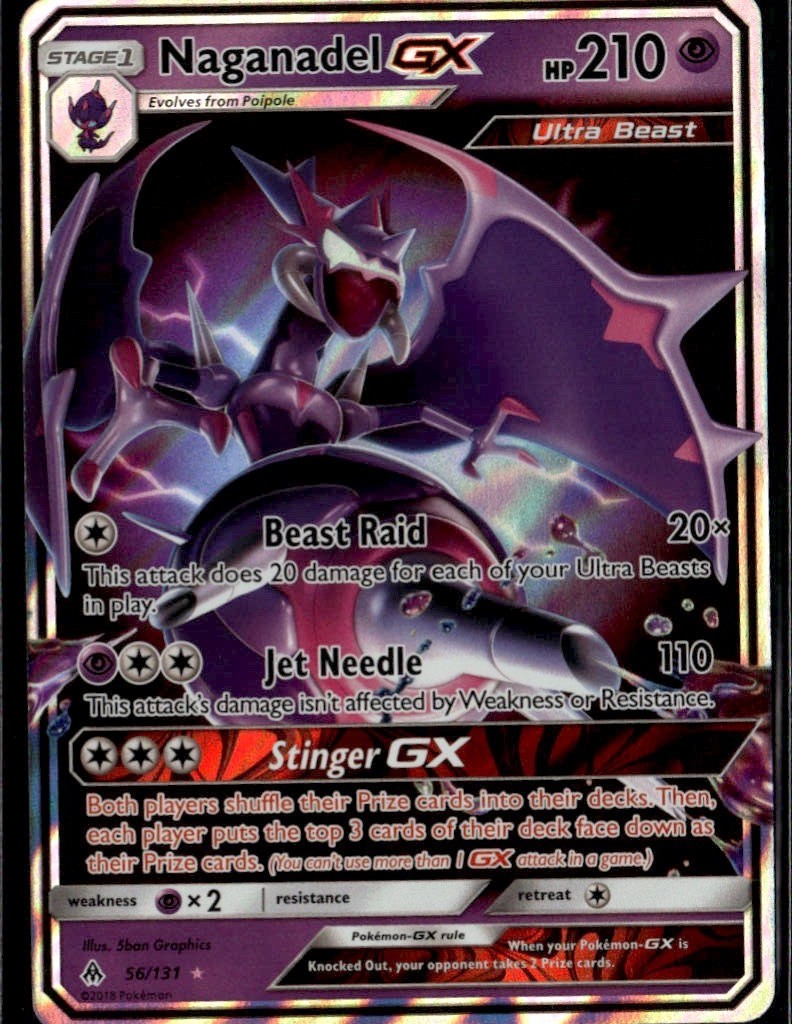 Naganadel GX Ultra Rare SM - Forbidden Light 56/131 Psychic Holo Pokemon Card