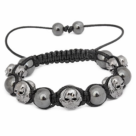 Мужская нарукавная повязка из блестящих бусин - ЧЕРЕПА ИЗ ОРУЖЕЙНОГО МЕТАЛЛА 1990₽