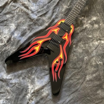 James Hetfield Hot Rod Fly V Electric Guitar 2EMG Pickup Mahogany Body 6 String