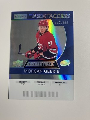 Morgan Geekie 2021 Upper Deck Credentials 2020-21 Debut Ticket Access /999