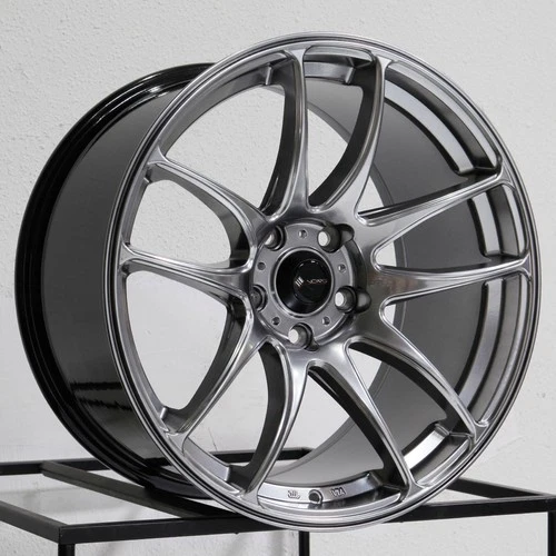 18x9.5 Vors TR4 5x114.3 22 Hyper Black Wheels Rims Set(4) 73.1